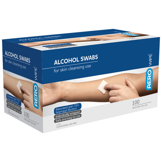 AEROWIPE 70% Isopropyl Alcohol Swab 3 x 3cm Box/100-Hand Sanitizers & Wipes-Assurance Training and Sales-Assurance Training and Sales