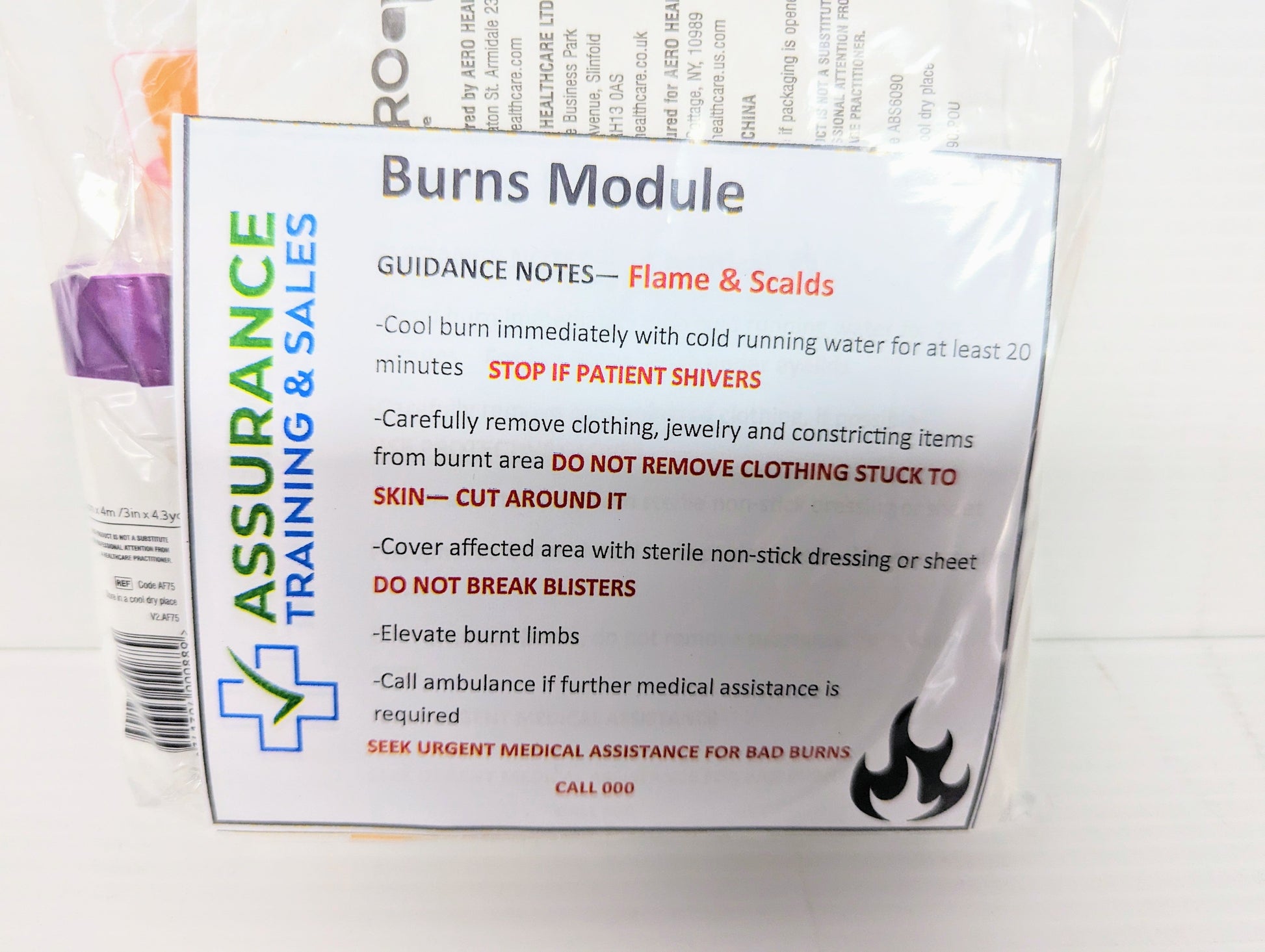 ATS burns module-Burns Module for Electrician First Aid Kit-Assurance Training and Sales-Assurance Training and Sales