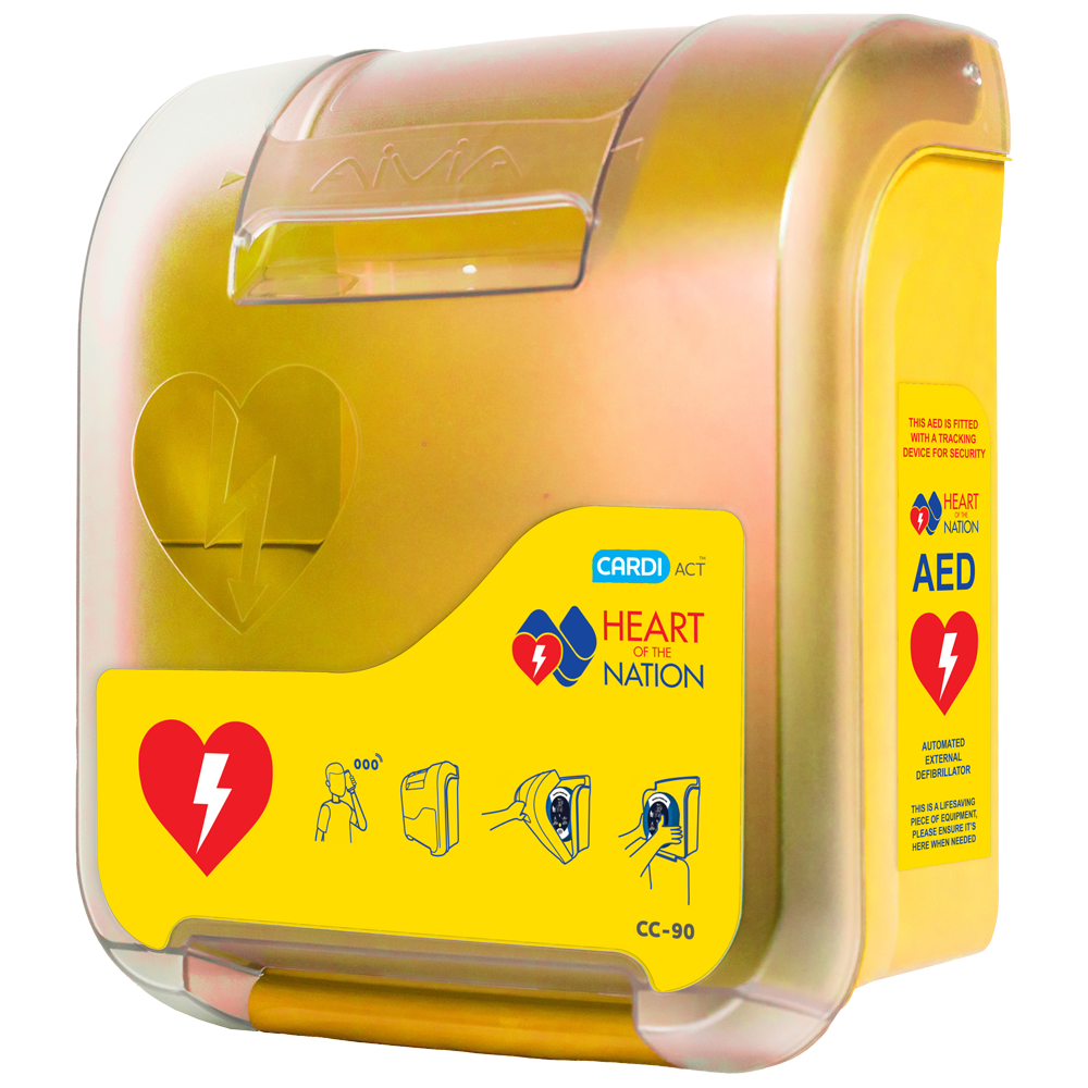 Alarmed AED Cabinet 'Heart of the Nation'-AERO-Assurance Training and Sales