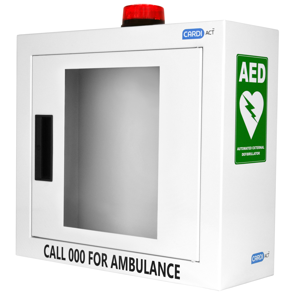 Alarmed AED Defibrillator Cabinet + Strobe Light-AED Cabinet-AERO-Assurance Training and Sales