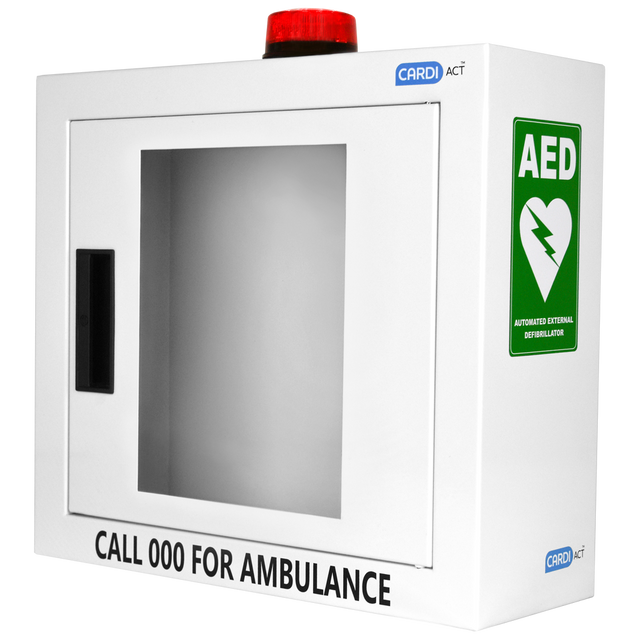 Alarmed AED Defibrillator Cabinet + Strobe Light-AED Cabinet-AERO-Assurance Training and Sales