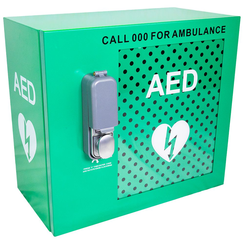 Alarmed Outdoor Defibrillator Cabinet with Lock-AED Cabinet-AERO-Assurance Training and Sales