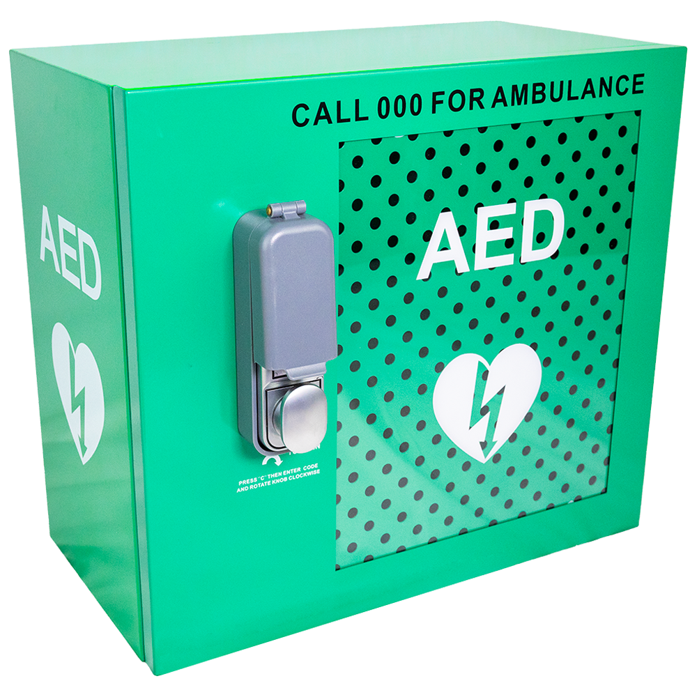 Alarmed Outdoor Defibrillator Cabinet with Lock-AED Cabinet-AERO-Assurance Training and Sales