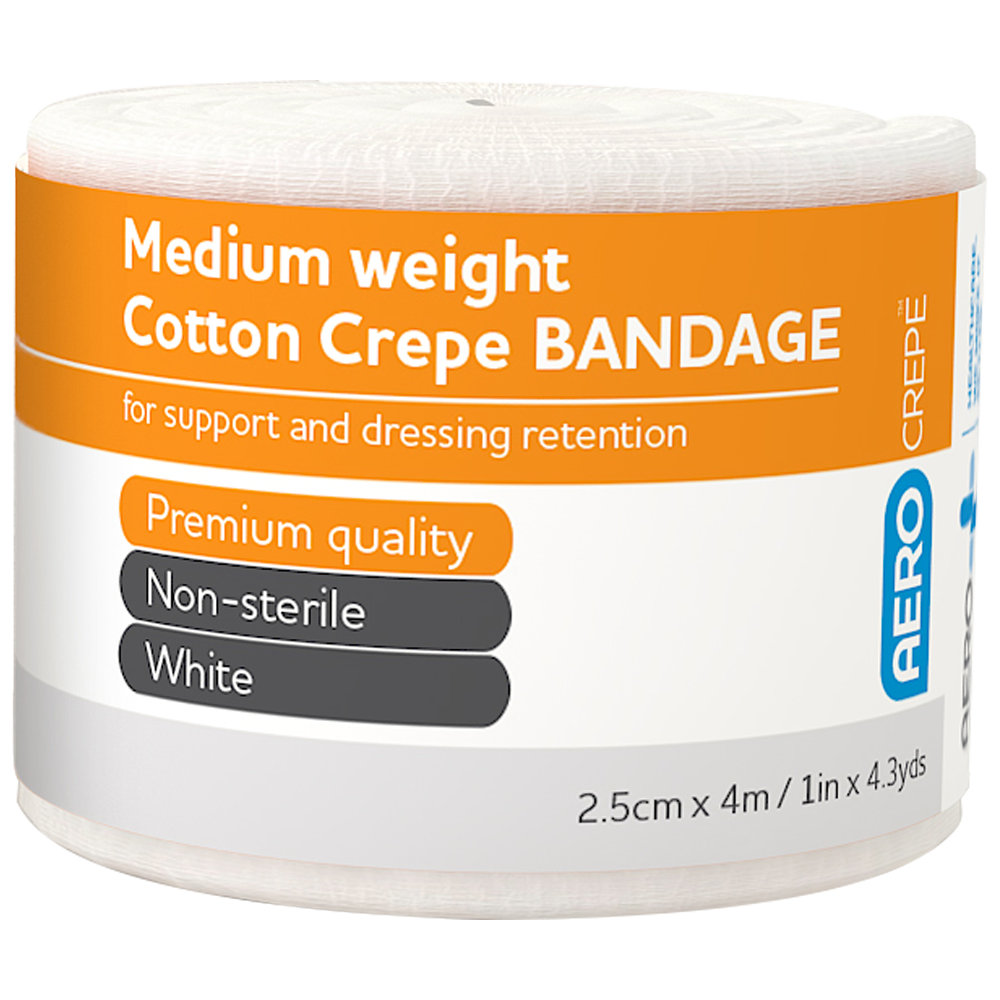 Crepe Bandages-Crepe Bandage-AERO-2.5cm x 4m Single-Assurance Training and Sales