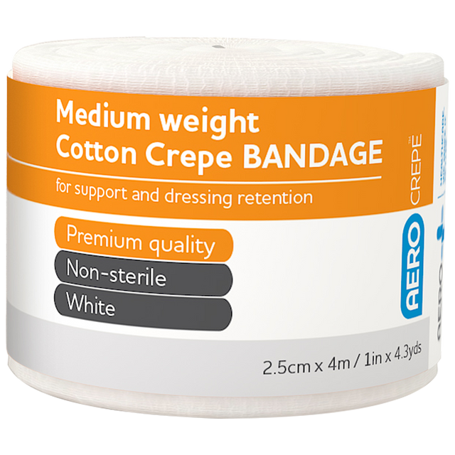 Crepe Bandages-Crepe Bandage-AERO-2.5cm x 4m Single-Assurance Training and Sales