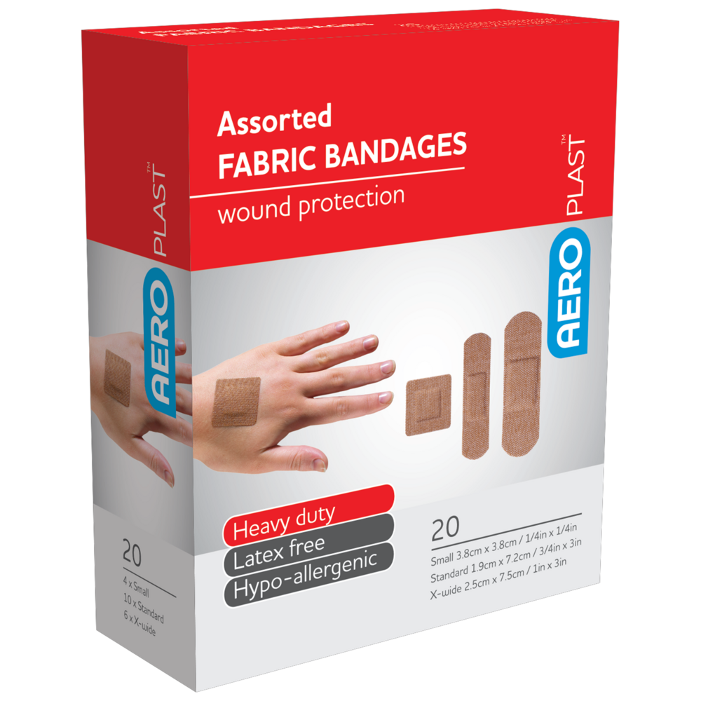 Fabric Assorted Bandaids-Fabric/Cloth Bandainds-AERO-Box 20-Assurance Training and Sales