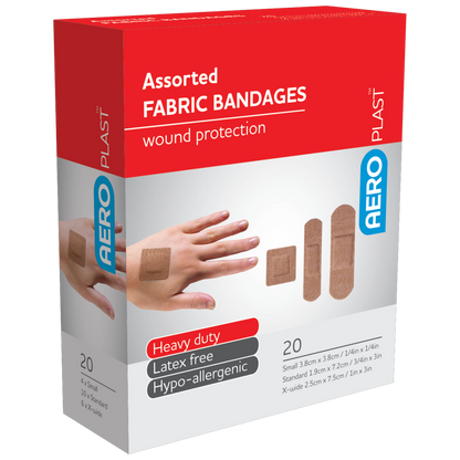 Fabric Assorted Bandaids-Fabric/Cloth Bandainds-AERO-Box 20-Assurance Training and Sales