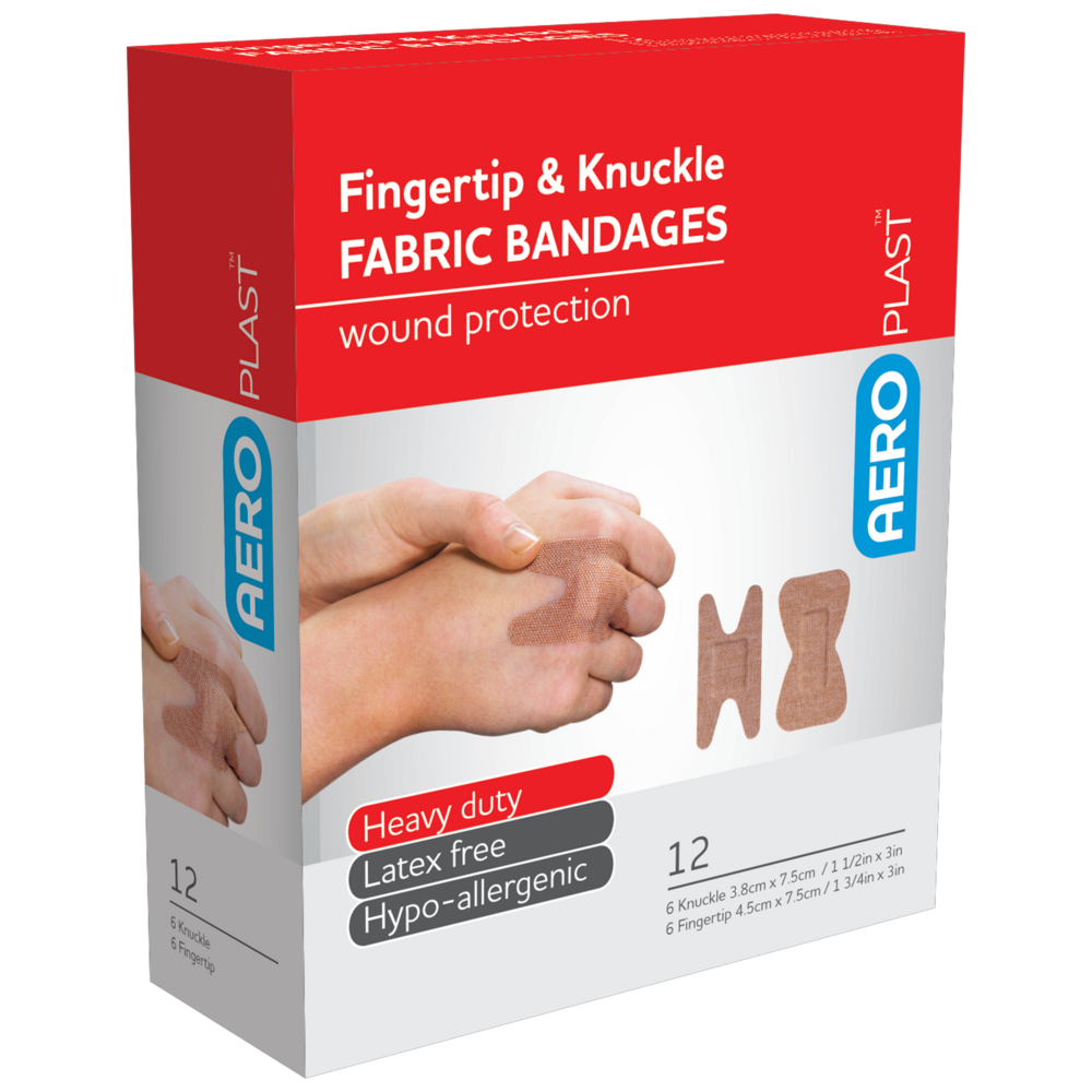 Fabric Fingertip & Knuckle Bandaids Box 12-Fabric/Cloth Bandainds-AERO-Assurance Training and Sales