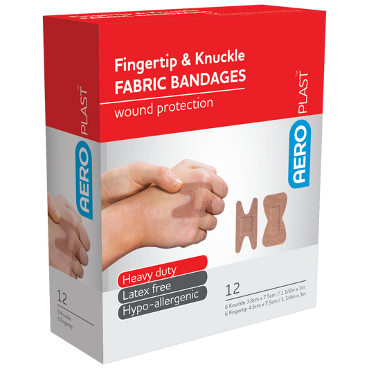 Fabric Fingertip & Knuckle Bandaids Box 12-Fabric/Cloth Bandainds-AERO-Assurance Training and Sales