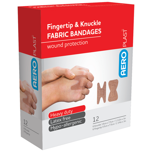 Fabric Fingertip & Knuckle Bandaids Box 12-Fabric/Cloth Bandainds-AERO-Assurance Training and Sales