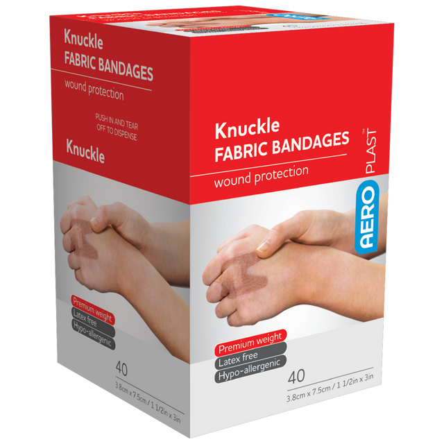 Fabric Knuckle Bandaids 7.5 x 3.8cm Box/40-Fabric/Cloth Bandainds-AERO-Assurance Training and Sales