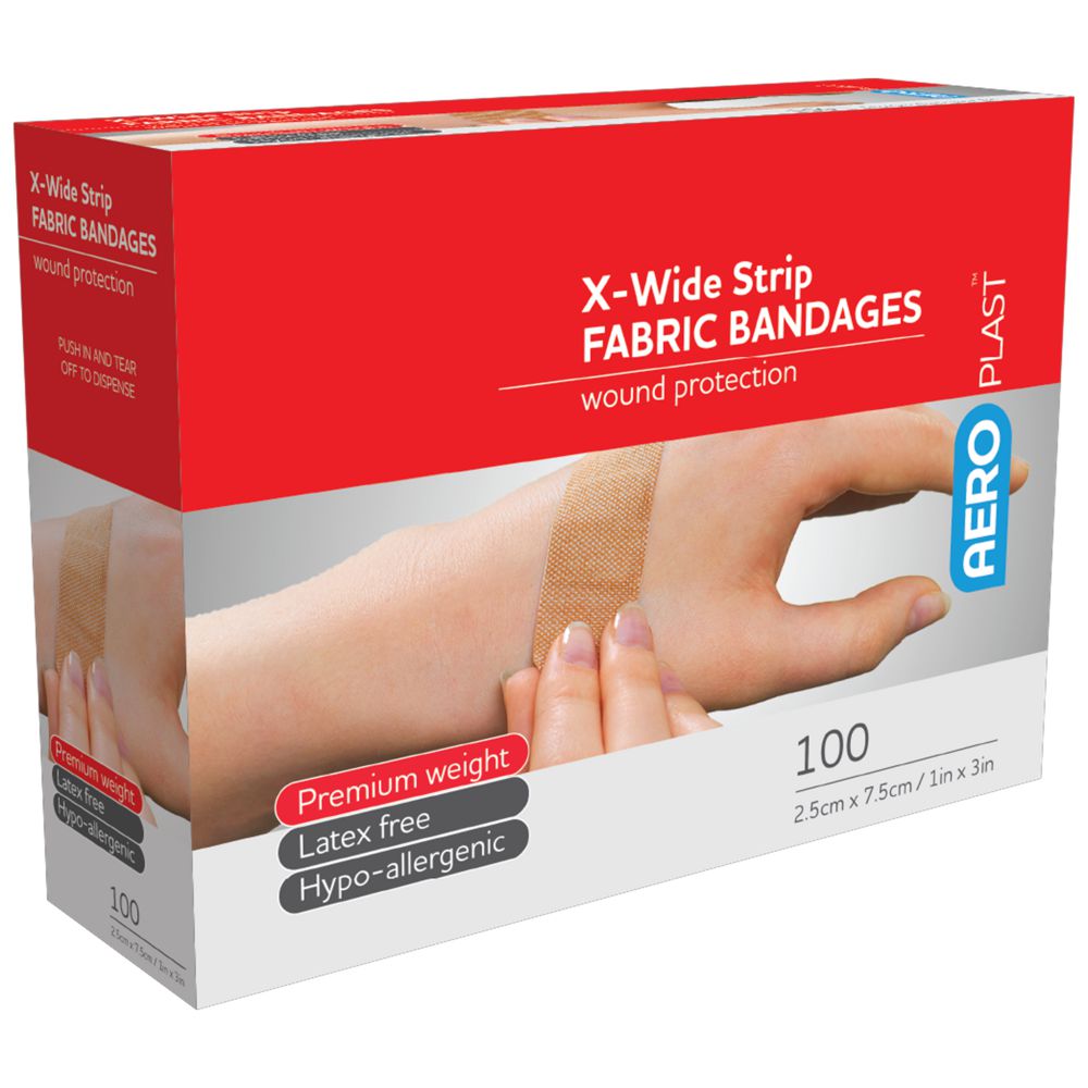 Fabric X-Wide Bandaids-Fabric/Cloth Bandainds-AERO-Box 100-Fabric-Assurance Training and Sales