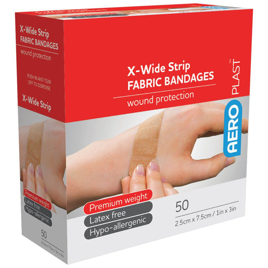 Fabric X-Wide Bandaids-Fabric/Cloth Bandainds-AERO-Box 50-Fabric-Assurance Training and Sales