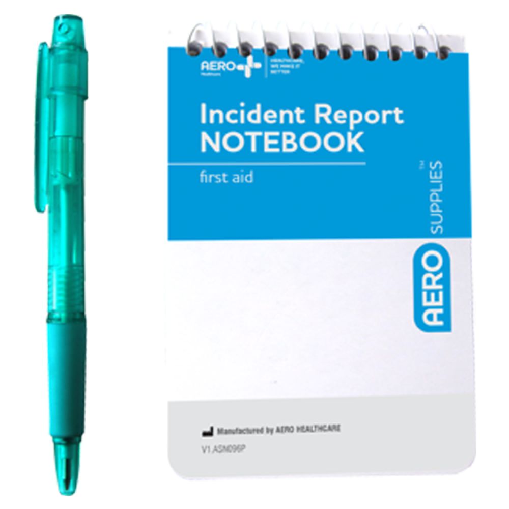 Incident Report Notebook + Pen-First Aid Register of Injury note book-AERO-Assurance Training and Sales