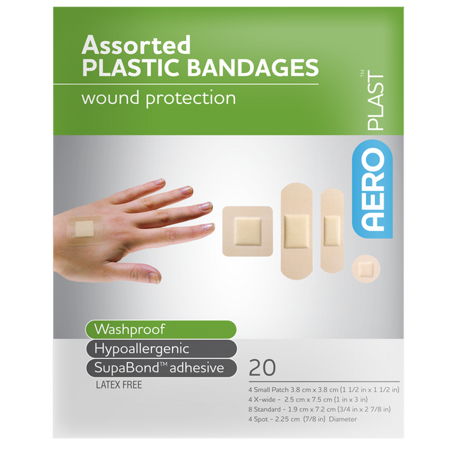 Plastic Assorted Bandaids-Plastic Bandaids-AERO-Envelope 20-Assurance Training and Sales