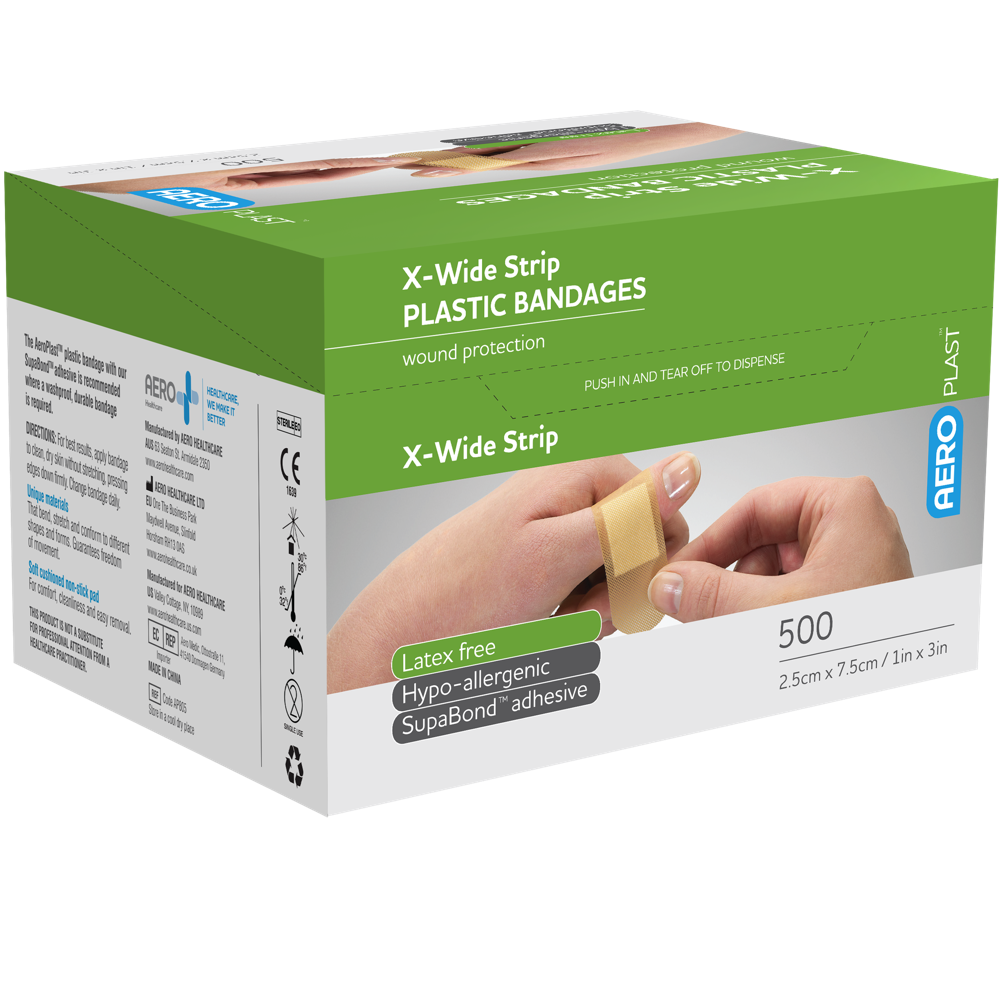 Plastic X-Wide Bandaids-Plastic Bandaids-AERO-500 Box-Assurance Training and Sales