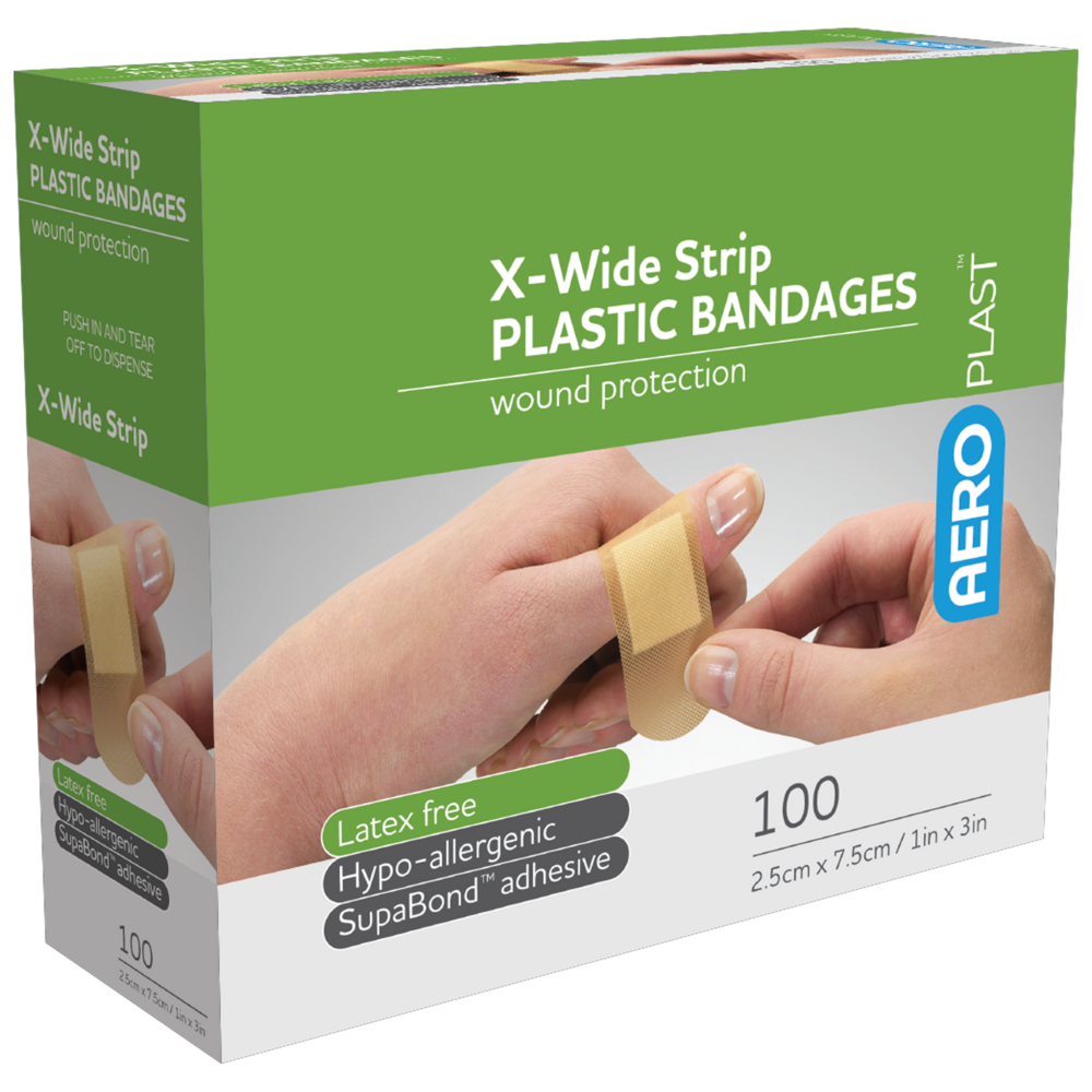 Plastic X-Wide Bandaids-Plastic Bandaids-AERO-100 Box-Assurance Training and Sales