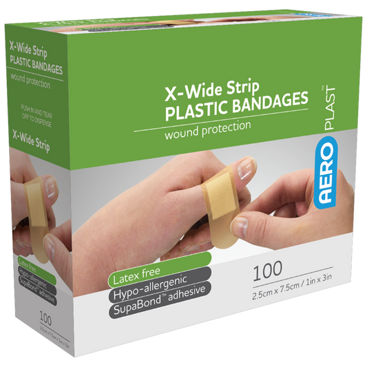 Plastic X-Wide Bandaids-Plastic Bandaids-AERO-100 Box-Assurance Training and Sales