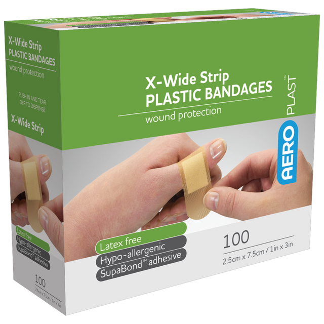 Plastic X-Wide Bandaids-Plastic Bandaids-AERO-100 Box-Assurance Training and Sales