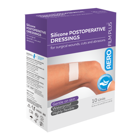 Sensitive Silicone Post Operative Range-Wound Dressing-AERO-9 x 15cm box 10-Assurance Training and Sales