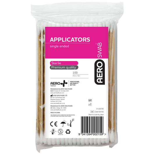 Single End Applicators Bag 100-Cotton Tips-AERO-Assurance Training and Sales