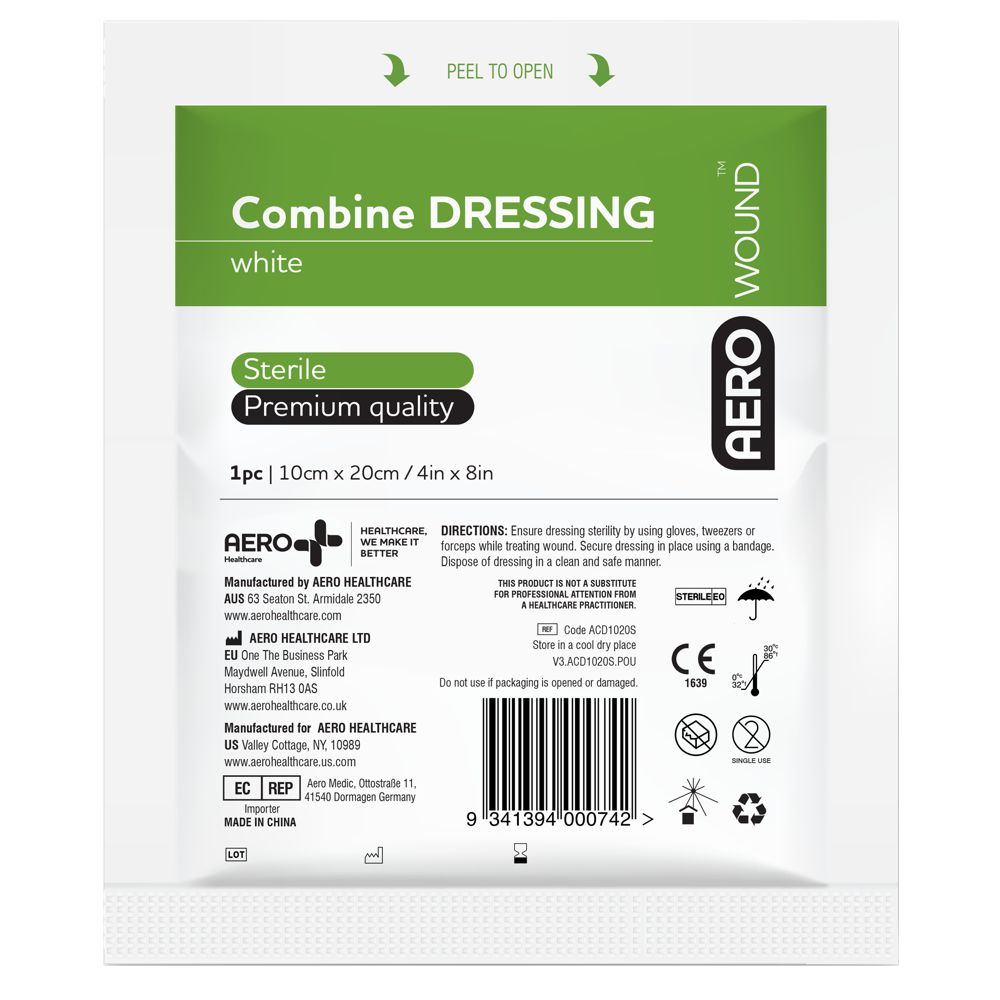 Sterile Combine Dressings-Absorbent Wound Dressing-AERO-10 x 20cm single-Assurance Training and Sales