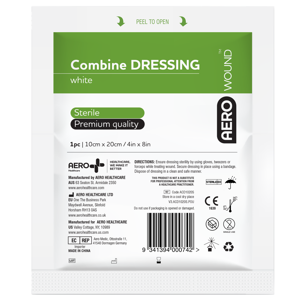 Sterile Combine Dressings-Absorbent Wound Dressing-AERO-10 x 20cm single-Assurance Training and Sales