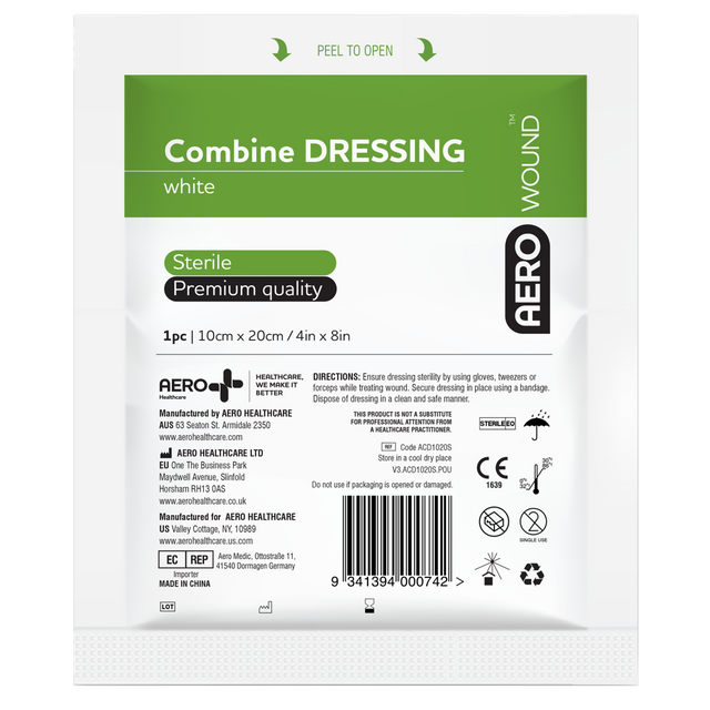 Sterile Combine Dressings-Absorbent Wound Dressing-AERO-10 x 20cm single-Assurance Training and Sales