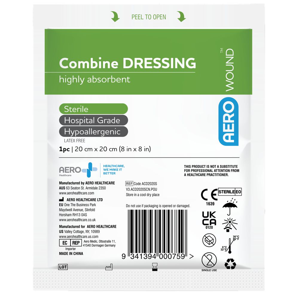 Sterile Combine Dressings-Absorbent Wound Dressing-AERO-20 x20cm single-Assurance Training and Sales