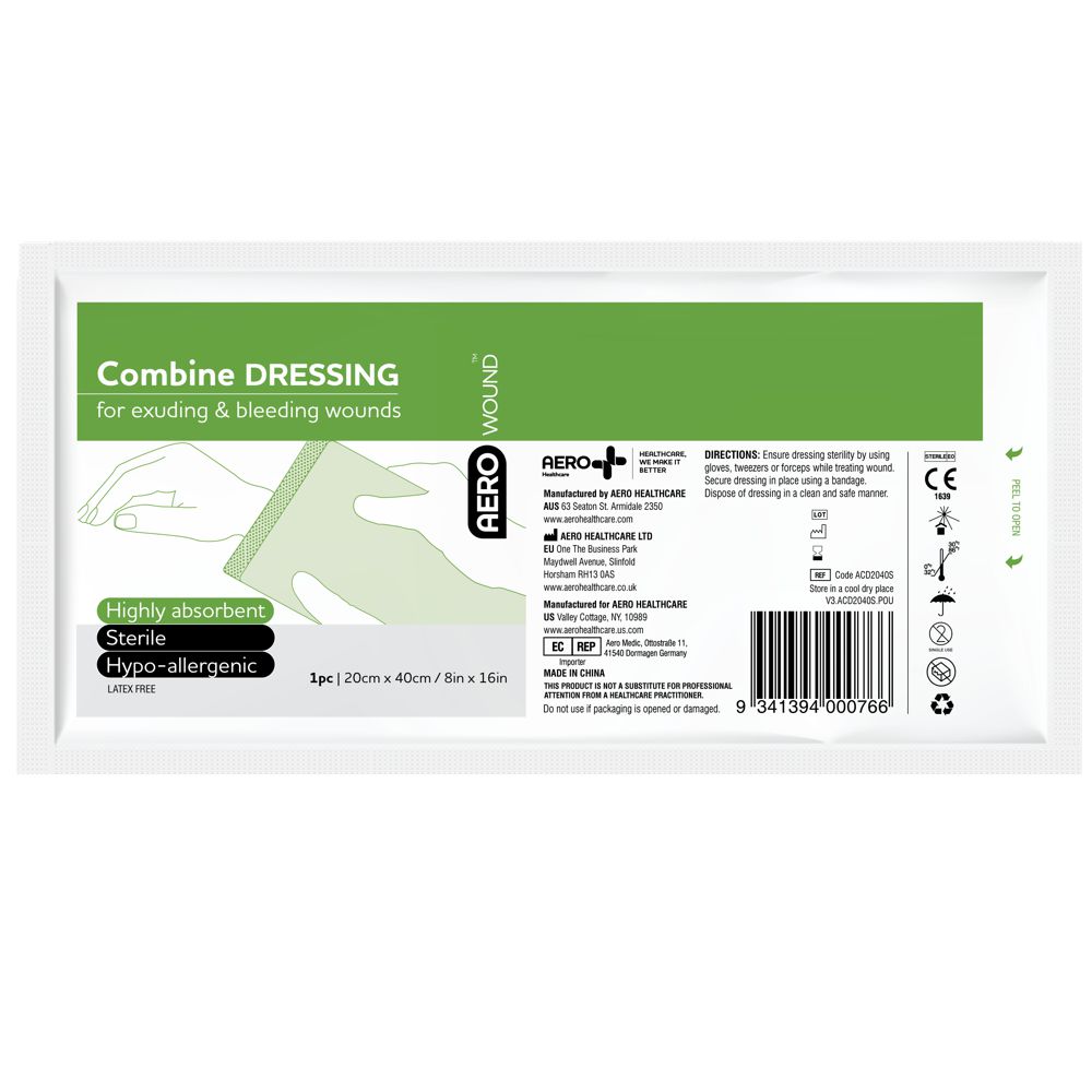 Sterile Combine Dressings-Absorbent Wound Dressing-AERO-20 x 40 single-Assurance Training and Sales