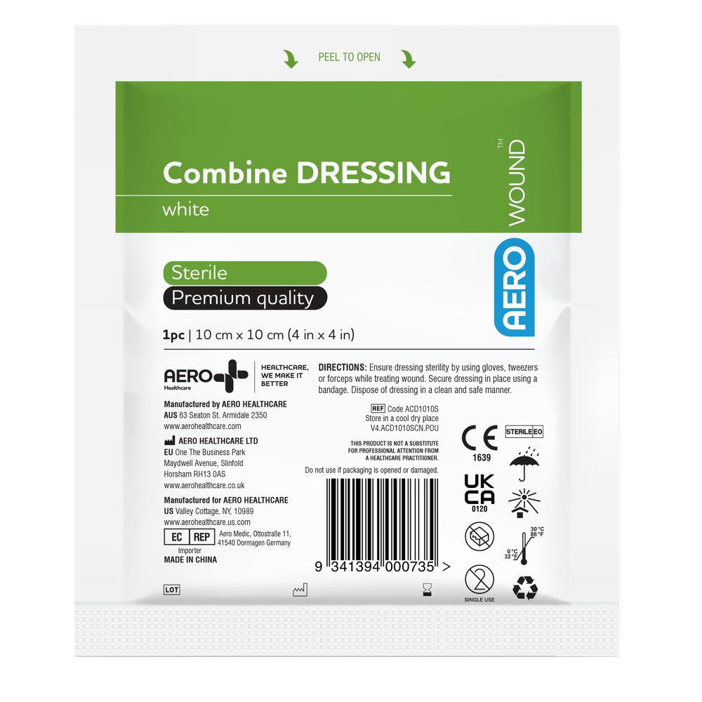 Sterile Combine Dressings-Absorbent Wound Dressing-AERO-10 x 10cm single-Assurance Training and Sales