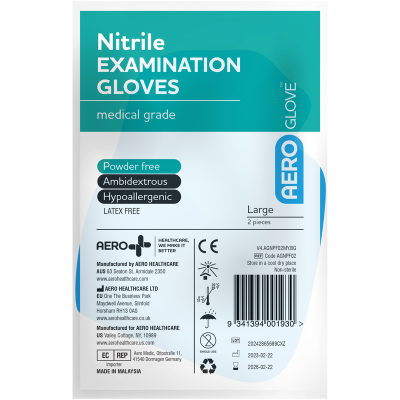 AEROGLOVE Large Nitrile Powder-Free Gloves Pair/2