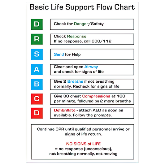 AEROGUIDE CPR Flow Chart Card 10 x 14cm