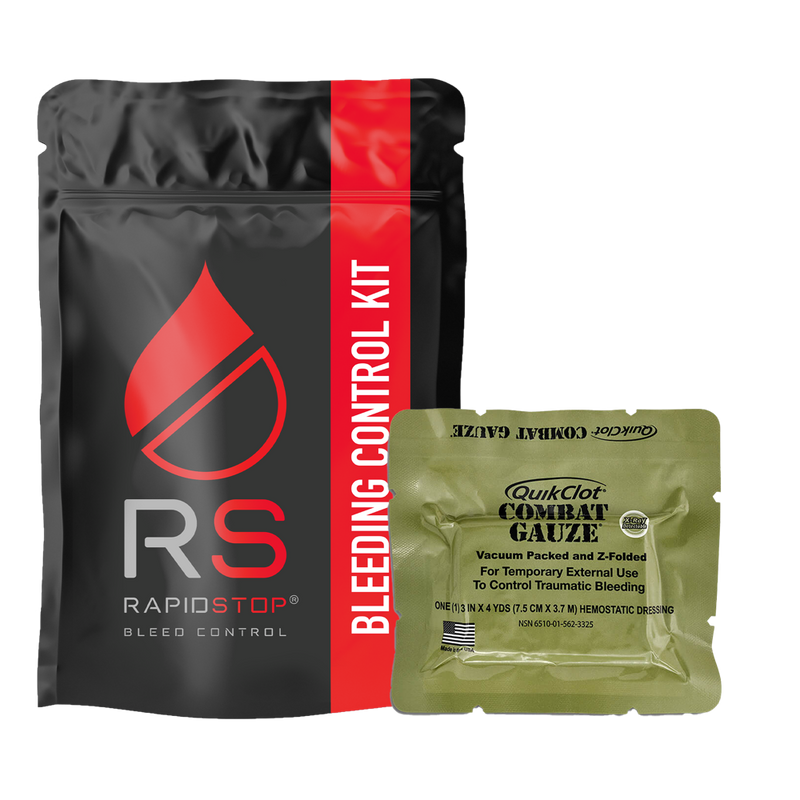 RAPIDSTOP Bleeding Control Kits - Medium, Plastic Pouch, Combat Gauze