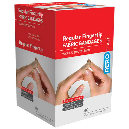 AEROPLAST Premium Fabric Regular Fingertip Dressings 6 x 4.5cm Box 40